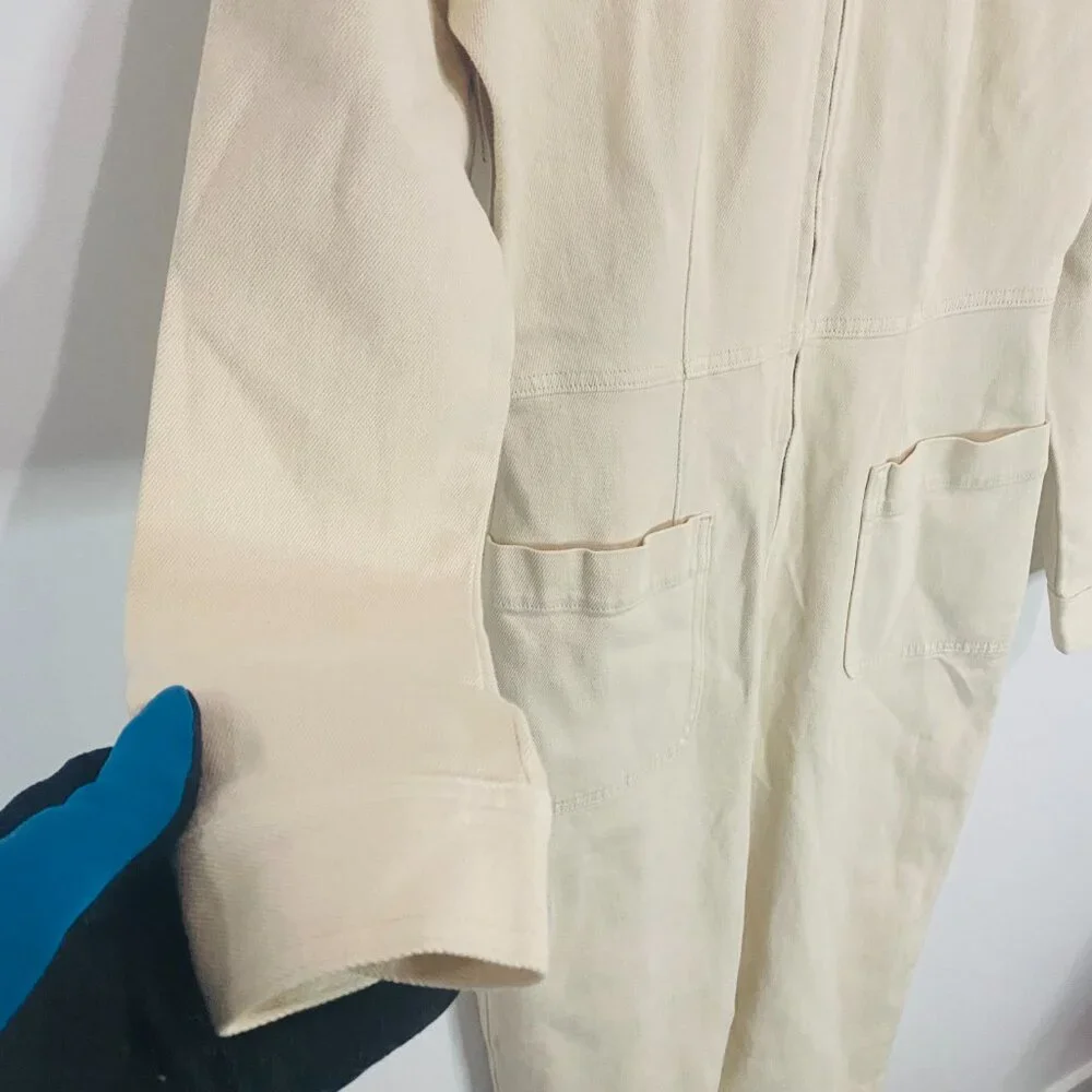 Wilfred Free Long Sleeve Collared Jumpsuit in Sandstone Beige–Made in Sri Lanka - Picture 8 of 17